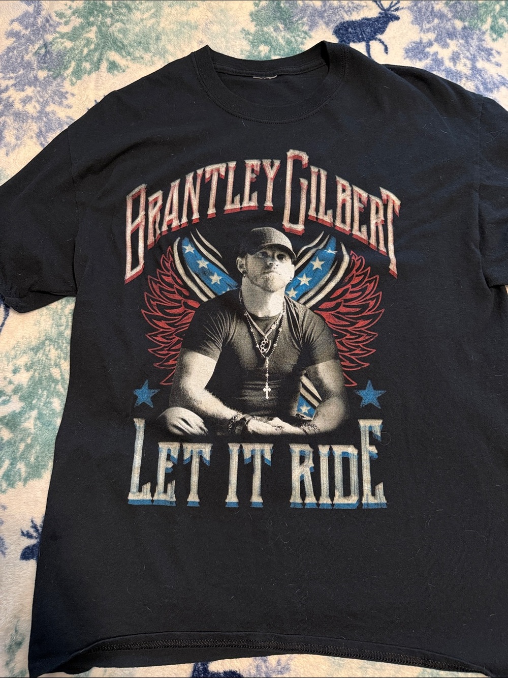 Black 'Let It Ride' Graphic Tee